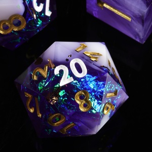 Mini Planet Custom D20 D6 Juego de dados de resina poliédrica 7 piezas Bordes afilados de colores hechos a mano para juegos de mesa DND RPG D & D Dados de resina - Product Image 3