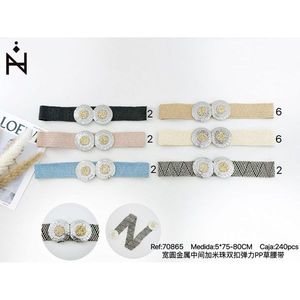 Cinturón Elástico de PP con Diseño de Césped, 5 cm de Ancho, Hebilla Doble Metálica Redonda con Cuentas en el Centro CINTURONES-5CM - Product Image 3