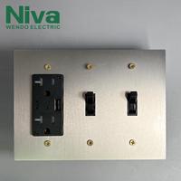 Prise murale USB Type-C Niva American Standard avec interrupteur en laiton moleté, personnalisable, multifonction, panneau en laiton de type 118