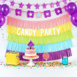 パーティーデコレーション 吊り下げフリンジタッセルガーランド ティッシュペーパーバナー 誕生日 ベビーシャワー 背景装飾用 - Product Image 1