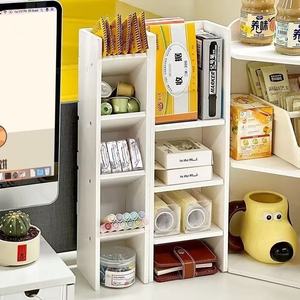 Multi Tiered Corner <b>Desktop</b> Shelf 3 Floors Standing Type Office <b>Organizer</b> <b>For</b> Books Personal Care Toys Storage Rack - Product Image 1