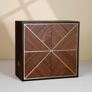 Sang Trọng Đôi Cửa Vodka Hộp Rượu Handmade Hình Chữ Nhật Hình Chữ Nhật Duy Nhất Khe Cắm Sơn Bằng Gỗ Hộp Quà Tặng Với Biểu Tượng Tùy Chỉnh - Product Image 3