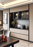 Buffet en bois massif sculpté à la main avec porte et éclairage LED dissimulé, taille personnalisée pour salle à manger familiale de style ferme rétro