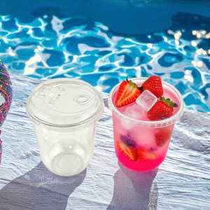 Gobelets en plastique transparent PET avec couvercles, logo personnalisé imprimé, 10/12/14/16/18/20 oz, fond en U, paroi simple, diamètre 90 mm, pour café glacé - Product Image 3