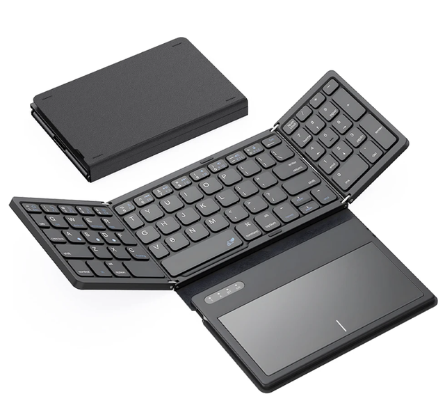 B055 Foldable BT Wireless Keyboard with Touchpad Pocket Folding Keyboard Laptop Phone Tablet Wireless Rechargeable Keyboard