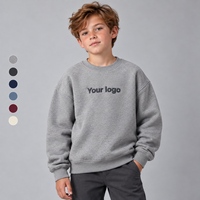Sweat-shirt à col rond pour enfants avec logo personnalisé, en molleton de coton épais 320 GSM, épaules tombantes, pull oversize pour garçons et filles, impression en relief