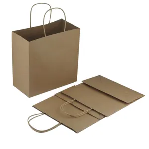 promotion recycled cheap making machine custom printing brown shopping packaging kraft paper bag with your own logo