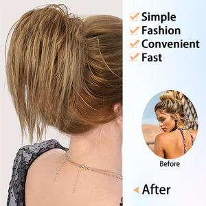 Perruque <span class=keywords><strong>chignon</strong></span> bouclé désordonné <span class=keywords><strong>avec</strong></span> pince à cheveux, <span class=keywords><strong>queue</strong></span> <span class=keywords><strong>de</strong></span> <span class=keywords><strong>cheval</strong></span> droite et anneau, pour le commerce extérieur, vente en gros - Product Image 6