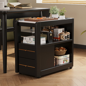 Aoga Furniture Chinese Style Movable Side Cabinet Stone Top 3 Compartments Multifunction Living Room Storage <b>Trolley</b> - Product Image 1