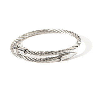 ins wind metal wire twist bracelet three-color stainless steel adjustable bracelet <b>men</b> and women versatile basic jewelry - Product Image 5