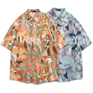 Camisa de <span class=keywords><strong>Hombre</strong></span> con Estampado Floral Tropical, Talla Grande, Manga Corta, Cuello de Solapa, Botones, Informal, para Vacaciones en la Playa - Product Image 5