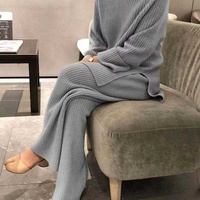 Nouveauté hiver, ensemble pull et pantalon unisexe à imprimé décontracté, manches longues, tricot, deux pièces, polyester/coton