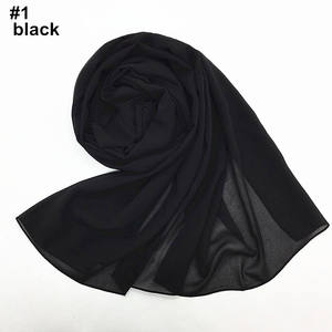 ผ้าพันคอผ้าชีฟองธรรมดาพิมพ์ลายฮิญาบผ้าพันคอมุสลิมสีพื้น - Product Image 2