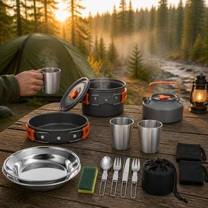<span class=keywords><strong>Set</strong></span> di Pentole da Campeggio Portatile per 2-<span class=keywords><strong>3</strong></span> Persone, con Borsa per il Trasporto e Stoviglie Pieghevoli - Product Image 2