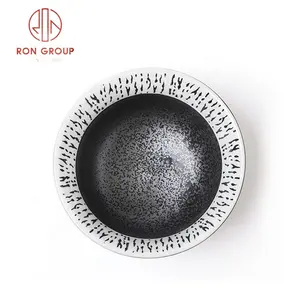 Best Price 4.3 inch Black and White Round Salad Porcelain Dinnerware Soup Tableware Set Japanese style ceramic soup bowl