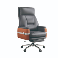 Chaise de bureau de direction de style moderne en cuir PU ergonomique pivotante à dossier haut de luxe avec repose-pieds
