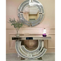 Table console moderne en acier inoxydable et marbre miroir pour salon, entrée, couloir, meubles de maison, argent/or