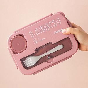 Boîte à lunch en plastique en promotion, ensemble de boîtes bento micro-ondables avec couverts - Product Image 1