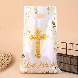 10 pièces/paquet première Communion fête faveur cadeau sacs dieu bénisse église en plastique croix poignée sac pour bébé baptême anniversaire décor - Product Image 2