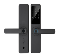 Serrure de porte intelligente multilingue avec contrôle WiFi par application, semi-automatique, empreinte digitale, mot de passe électronique et carte-clé