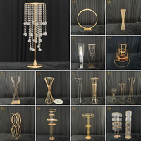 Support de fleurs en métal argenté pour décoration d'événements et de fêtes, support doré magnétique pour vase, idéal pour les centres de table de mariage