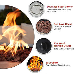 طاولة موقد نار خارجي مربعة الشكل من الفولاذ تعمل بغاز البروبان، مقاس 28 بوصة، مناسبة لأفنية الشتاء والحفلات - Product Image 2