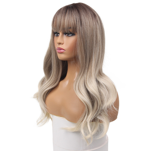 Peluca sintética <span class=keywords><strong>de</strong></span> corte <span class=keywords><strong>de</strong></span> pelo <span class=keywords><strong>de</strong></span> moda 24 pulgadas gradiente marrón gradación Sexy pelo <span class=keywords><strong>ondulado</strong></span> largo rizado pelucas sintéticas <span class=keywords><strong>para</strong></span> mujeres niñas - Product Image 3