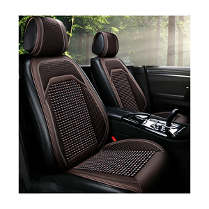 Marcan Pu Leather <b>Car</b> <b>Seat</b> <b>Cover</b> One Front Pcs Wooden <b>Beads</b> <b>Car</b> <b>Seat</b> <b>Covers</b> Black Fine Needlework Green Blue Stitching - Product Image 1