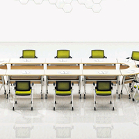 Table de formation mobile pliable avec roulettes, plateau rabattable en bois clair, panneau de modération pour bureau, salle de classe, salle de conférence