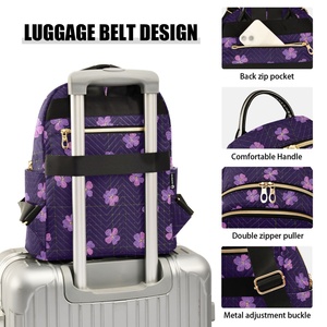 Fashion Purple Flower Custom Print Large Capacity Full Print Quilted Polyester <b>Backpack</b> School Travel Student Women's <b>Backpacks</b> - Product Image 4
