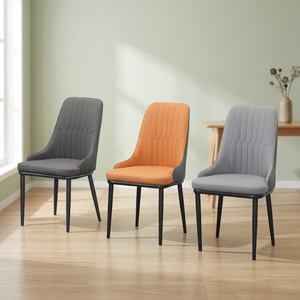 Silla Moderna para Sala de Estar con Respaldo Acolchado, Patas de Metal, Tapicería de Cuero, Diseño Contemporáneo para Hogar, Apartamento, Hotel - Product Image 3