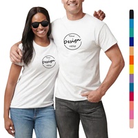 T-shirt d'été en coton unisexe avec logo personnalisé, col rond, manches courtes, coupe ample pour haut de sport en plein air