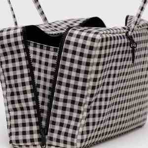 Custom Size Logo Design Black White <b>Nylon</b> <b>Zipper</b> Durable Portable All Seasons Carry All Shoulder <b>Tote</b> Bowler <b>Bag</b> for Daily - Product Image 1