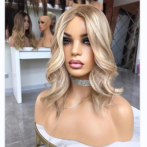 100% Europees mensenhaar topper, natuurlijke golf, ombre <span class=keywords><strong>blonde</strong></span> balayage, Joods koosjer topper, zijden basis toupet voor vrouwen - Product Image 6