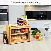Boîte à pain rectangulaire en bambou à 2 niveaux, écologique, avec planche à découper pour le pain fait maison, comptoir de cuisine