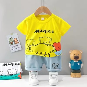 Conjunto Casual de Lujo para Niños al por Mayor, 100% Algodón de Secado Rápido, Conjunto de Pantalones Cortos de Verano Refrescantes, Estampado con Dibujos Animados - Product Image 3