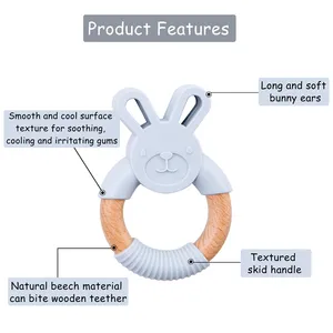 Bebek çıngırak hayvan diş çıkartma oyuncakları bebek çıngıraklar ve dişlikleri oyuncak gıda sınıfı silikon Bunny diş kaşıyıcı