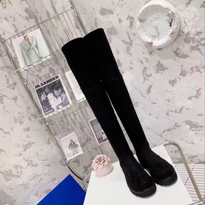 2025 sonbahar kış uyluk yüksek çizmeler düz orta uzun tüp yüksek diz platformu üzerinde kalın tabanlı bayan botları - Product Image 1