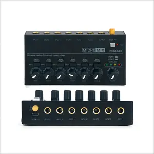 Compact Mixer Stereo MIX600 Mini DJ Low Noise Sound Professional KTV Sound Mixer Professional Audio Mixer