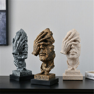 Sculpture en résine abstraite Qi Hang, homme à moitié visage, ornement artistique, décoration d'intérieur - Product Image 1