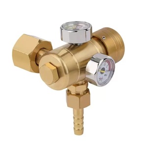 Vanne de réduction de pression à double tête en cuivre pur avec manomètre pour utilisation avec oxygène, acétylène, propane, monophasée - Product Image 1