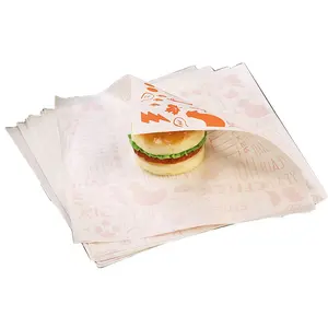 Folhas de papel de cera para embrulho de hamburger, folhas à prova de óleo do grau alimentício