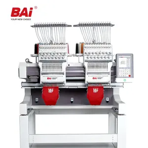 BAI industrial two head commercial embroidery machine for hat t-shirt flat
