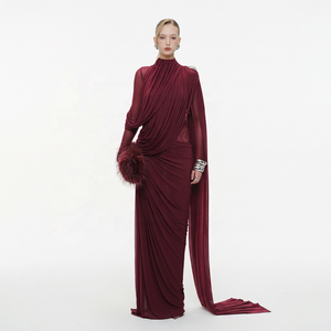 burgundy holiday party dress GISELLE CREPE MIDI DRESS