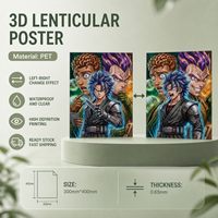 Stock más de 250 diseños 3D Lenticular Anime pinturas 30*40 cm 3D japonés Anime cambiando imágenes 3D Anime carteles para decoraciones