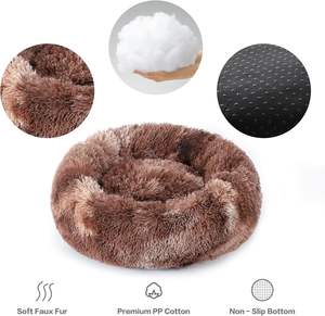 New Pet <span class=keywords><strong>Soft</strong></span> Covered Donut Beruhigende Hunde betten Wasch barer Plüsch Fluffy Donut <span class=keywords><strong>Dog</strong></span> Cat House Tragbares Haustier bett für Welpen Small Dogs Sofa - Product Image 4