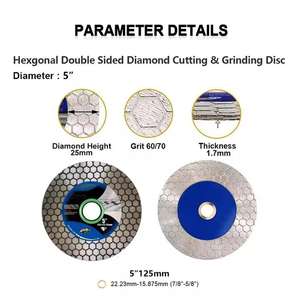 Endüstriyel 125mm 5in sıcak basın sinterlenmiş elmas testere bıçağı sert porselen mermer seramik karo taş için 45 derece kesme diski - Product Image 3