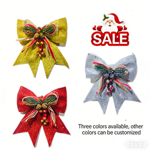 Decoraciones Navideñas de Terciopelo con Purpurina y Conos de Pino, Mariposas Clásicas, Lazos Reutilizables Ecológicos para el Hogar y las Fiestas - Product Image 2