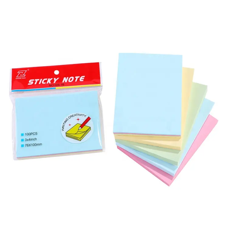 100 folhas pastel cor sortida 3x4 polegadas, papelaria papel sem madeira adesivo note pad