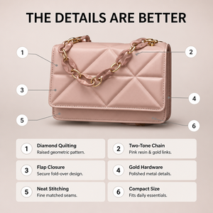 <span class=keywords><strong>Bolso</strong></span> de hombro acolchado <span class=keywords><strong>rosa</strong></span> con cadena, bandolera bicolor con solapa, herrajes dorados, <span class=keywords><strong>bolso</strong></span> compacto para uso diario, venta al por mayor - Product Image 4